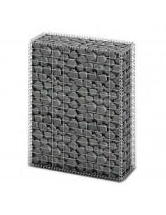 Cesto Gabbione con Coperchio in Filo Zincato 100 x 80 x 30 cm 2