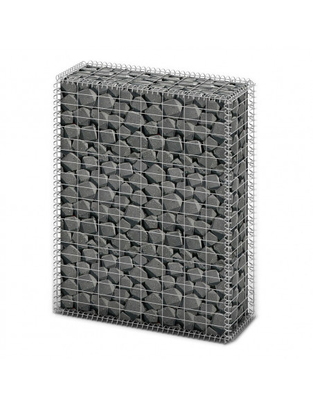 Cesto Gabbione con Coperchio in Filo Zincato 100 x 80 x 30 cm