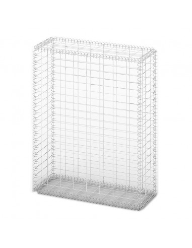 Cesto Gabbione con Coperchio in Filo Zincato 100 x 80 x 30 cm