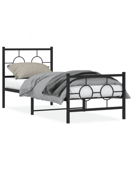 Giroletto con Testiera e Pediera Metallo Nero 75x190 cm