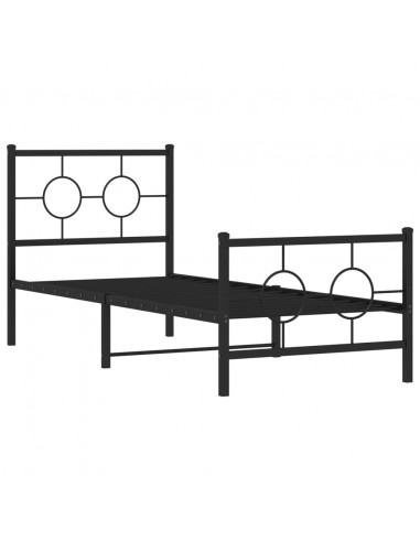 Giroletto con Testiera e Pediera Metallo Nero 75x190 cm