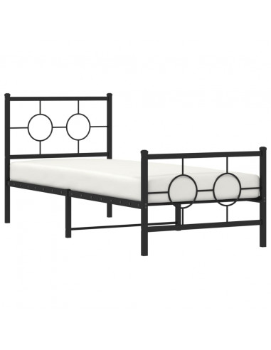 Giroletto con Testiera e Pediera Metallo Nero 75x190 cm