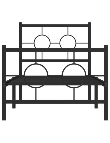 Giroletto con Testiera e Pediera Metallo Nero 75x190 cm