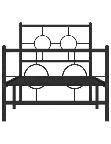 Giroletto con Testiera e Pediera Metallo Nero 75x190 cm