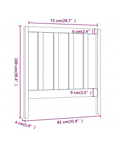 Testiera per Letto 81x4x100 cm in Legno Massello di Pino