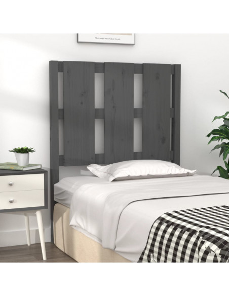Testiera per Letto Grigia 80,5x4x100 cm Legno Massello di Pino