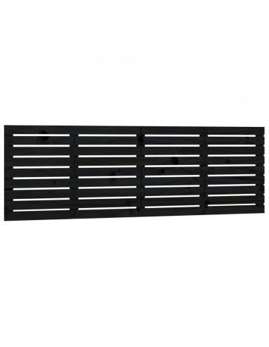 Testiera da Parete Nera 166x3x63 cm in Legno Massello di Pino