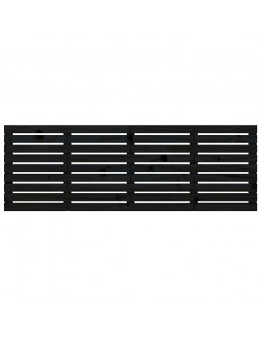 Testiera da Parete Nera 166x3x63 cm in Legno Massello di Pino