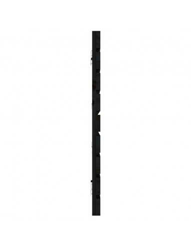 Testiera da Parete Nera 166x3x63 cm in Legno Massello di Pino
