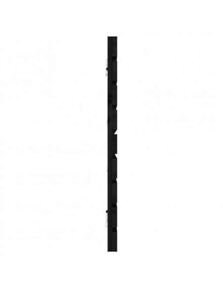 Testiera da Parete Nera 166x3x63 cm in Legno Massello di Pino