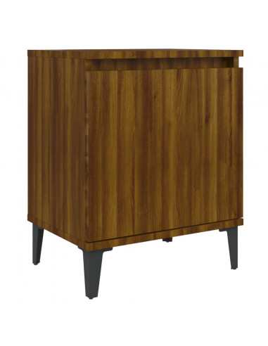Comodino con Gambe in Metallo Rovere Marrone 40x30x50 cm