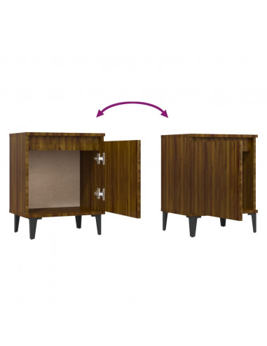 Comodino con Gambe in Metallo Rovere Marrone 40x30x50 cm