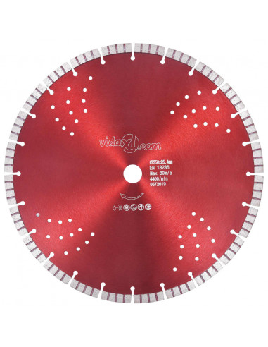 Disco da Taglio Diamantato con Turbo e Fori in Acciaio 350 mm