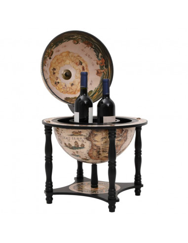 Bar a Globo Portavini Nero in Legno Massello di Eucalipto