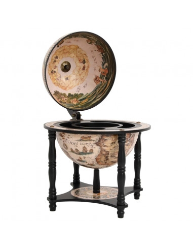 Bar a Globo Portavini Nero in Legno Massello di Eucalipto