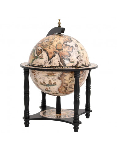 Bar a Globo Portavini Nero in Legno Massello di Eucalipto