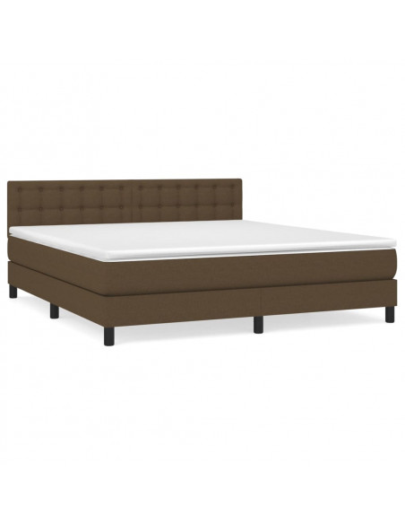 Giroletto a Molle con Materasso Marrone Scuro 160x200cm Tessuto