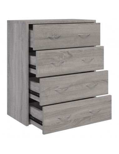 Credenza con 4 Cassetti 60x30,5x71 cm Grigio sonoma