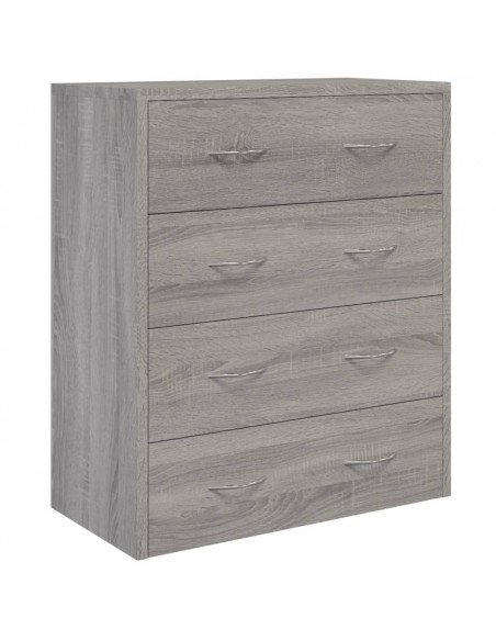 Credenza con 4 Cassetti 60x30,5x71 cm Grigio sonoma