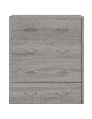 Credenza con 4 Cassetti 60x30,5x71 cm Grigio sonoma