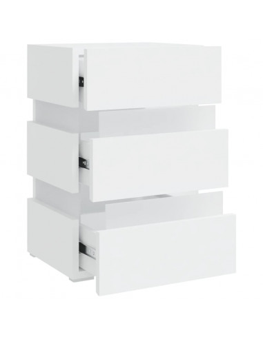 Comodino con Luci LED Bianco 45x35x67 cm in Legno Multistrato