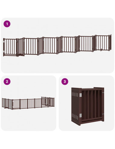 Cancello Cani Porta Pieghevole Marrone 12 Pannelli 600cm Pioppo