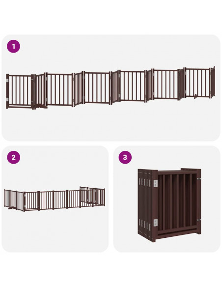 Cancello Cani Porta Pieghevole Marrone 12 Pannelli 600cm Pioppo