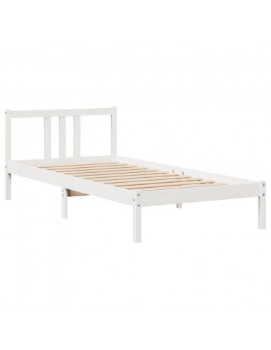 Giroletto con Testiera Bianco 90x200 cm Legno Massello di Pino