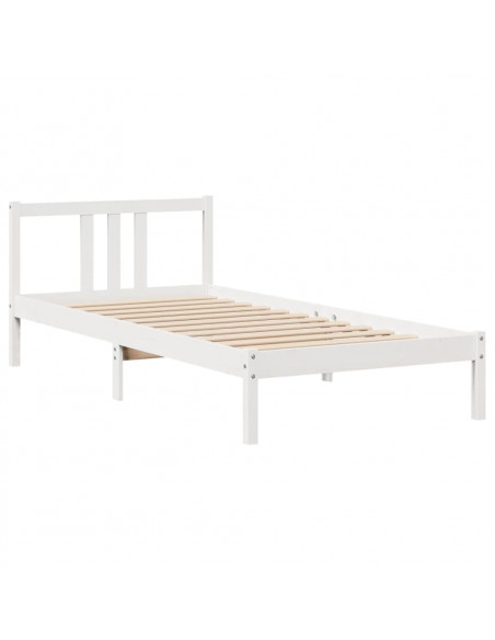 Giroletto con Testiera Bianco 90x200 cm Legno Massello di Pino