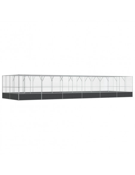 Voliera con Estensione Argento 1246x414x212 cm in Acciaio