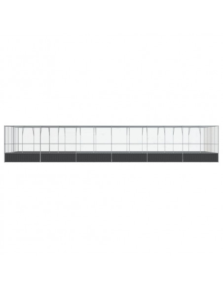 Voliera con Estensione Argento 1246x414x212 cm in Acciaio