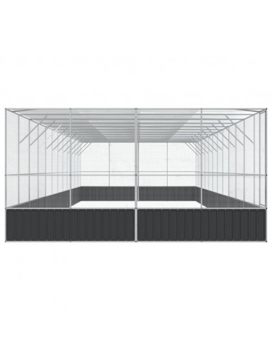 Voliera con Estensione Argento 1246x414x212 cm in Acciaio