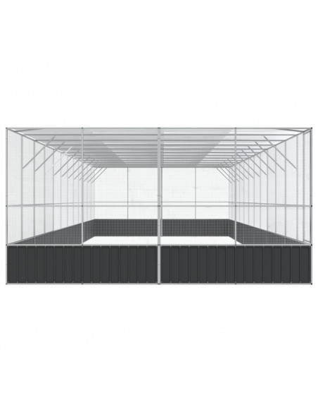 Voliera con Estensione Argento 1246x414x212 cm in Acciaio