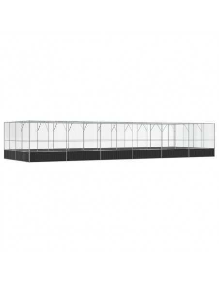 Voliera con Estensione Argento 1246x414x212 cm in Acciaio