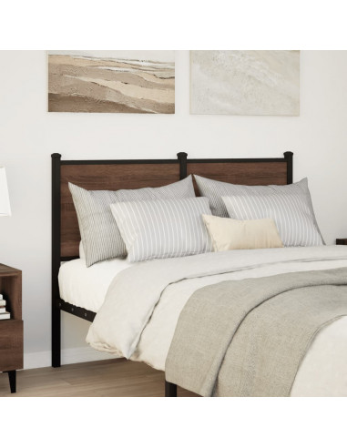 Testiera Rovere Marrone 120 cm in Legno Multistrato e Acciaio