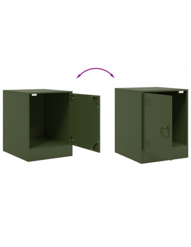 Comodini 2 pz Verde Oliva 34,5x39x44 cm in Acciaio