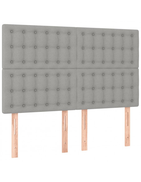 Giroletto con Testiera Grigio Chiaro 140x190 cm in Tessuto