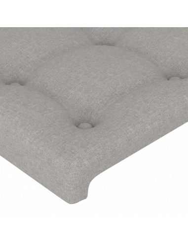 Giroletto con Testiera Grigio Chiaro 140x190 cm in Tessuto