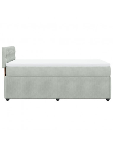 Giroletto a Molle con Materasso Grigio Chiaro 100x200cm Velluto