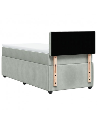 Giroletto a Molle con Materasso Grigio Chiaro 100x200cm Velluto