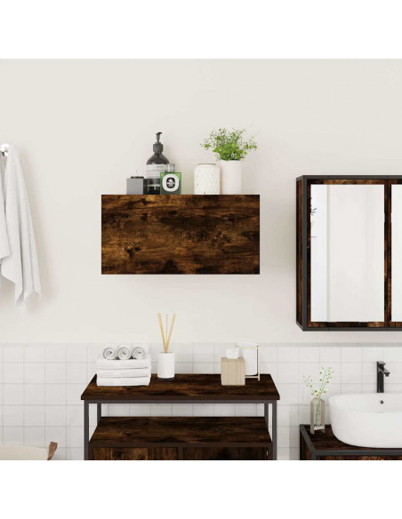Armadietto Bagno Rovere Fumo 60x25x30 cm in Legno Multistrato