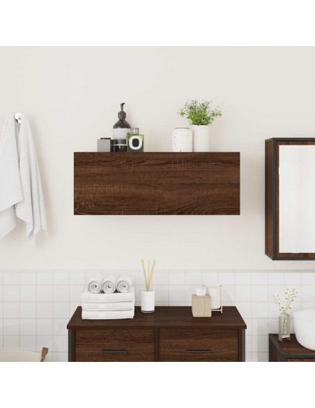 Armadietto Bagno Rovere Marrone 80x25x30cm in Legno Multistrato