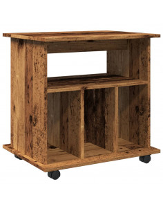 Armadietto con Ruote Legno Antico 60x45x60 cm Legno Multistrato 2