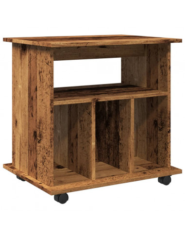 Armadietto con Ruote Legno Antico 60x45x60 cm Legno Multistrato