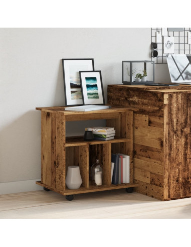 Armadietto con Ruote Legno Antico 60x45x60 cm Legno Multistrato