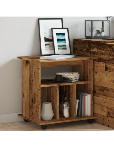 Armadietto con Ruote Legno Antico 60x45x60 cm Legno Multistrato