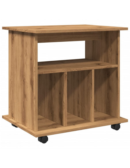 Armadietto con Ruote Rovere Artigianale 60x45x60 cm Truciolato