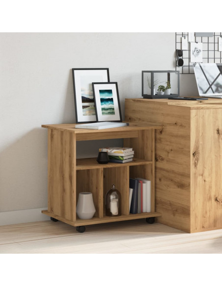 Armadietto con Ruote Rovere Artigianale 60x45x60 cm Truciolato
