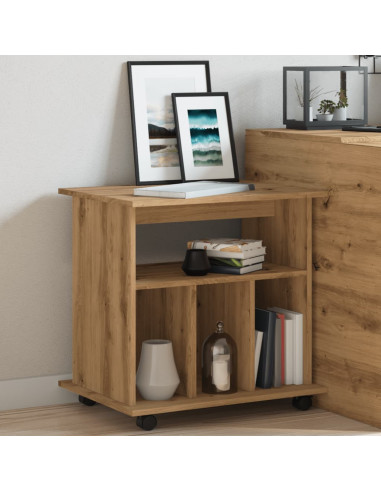 Armadietto con Ruote Rovere Artigianale 60x45x60 cm Truciolato