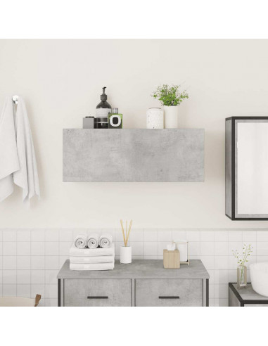 Armadietto da Bagno Grigio Cemento 80x25x30 cm in Truciolato